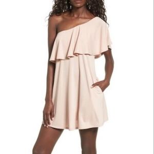 Nordstrom BP Pink/blush ruffle one shoulder dress